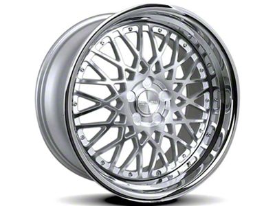 Rennen CSL-5 Silver Machined with Chrome Step Lip Wheel; 20x8.5 (05-09 Mustang)